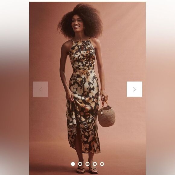 Conditions Apply Brand Small High-Neck Midi Slip Dress by Anthropologie